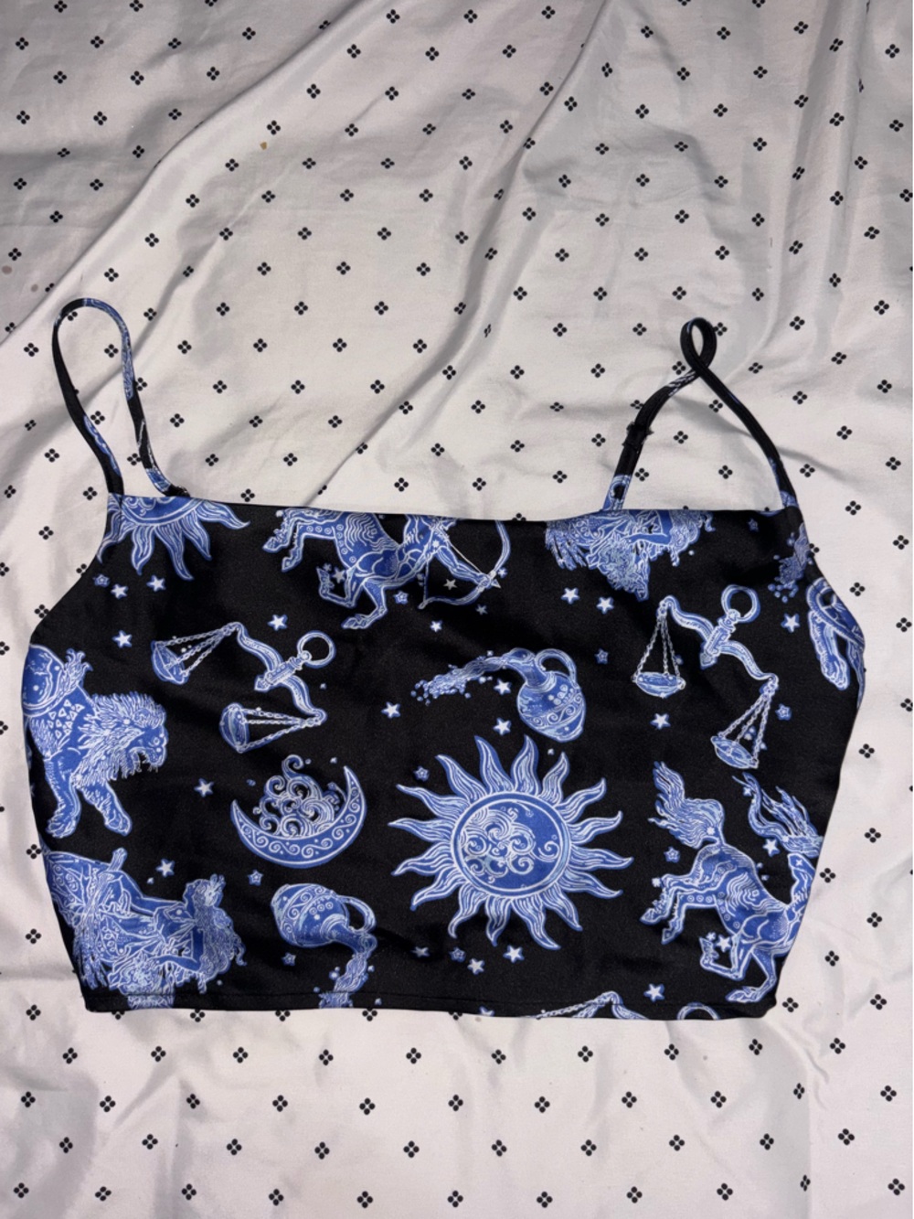 Forever 21 Black Tank Top with Blue Zodiac Print